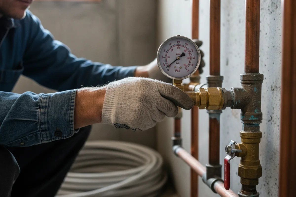 Pressure testing a repaired line during Water Line Repair in Cedar